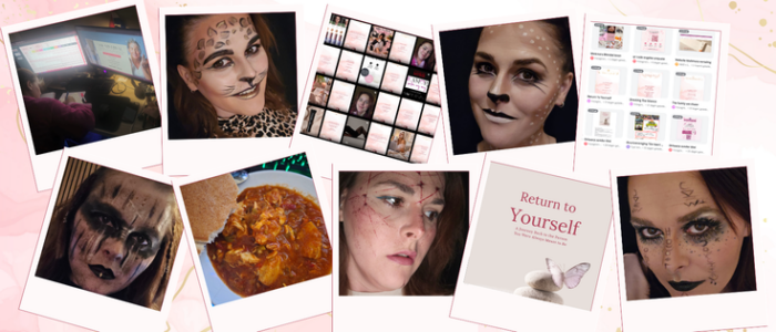 Deborah Scheepers als creator en schrijver Deborah Scheepers als creator en schrijver met grime, contentcreatie, Canva, koken en haar ebook Return to Yourself