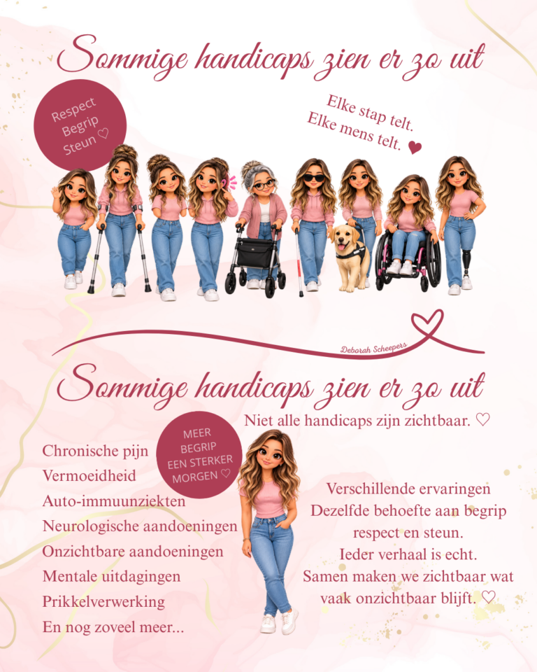 Illustratie over zichtbare en onzichtbare handicaps en het belang van begrip, respect en steun