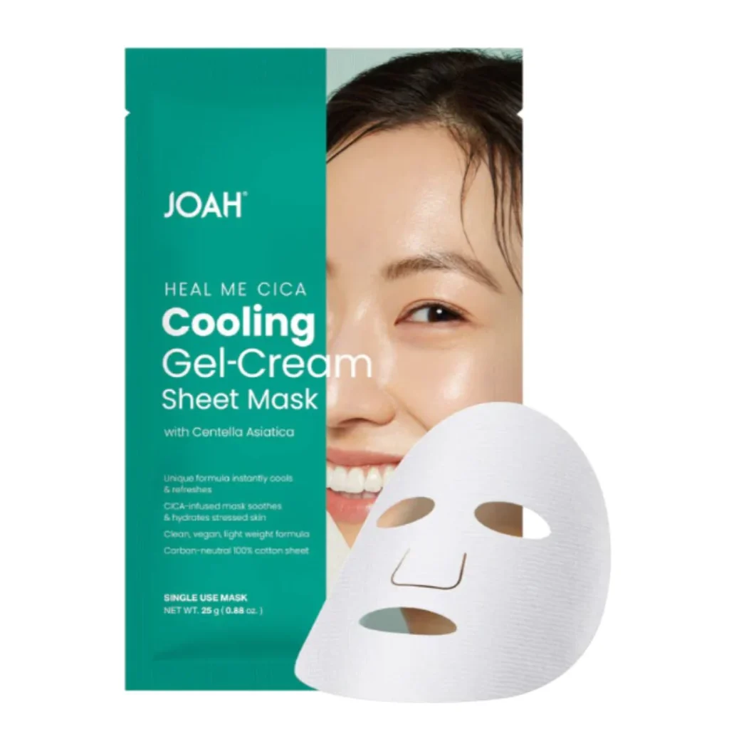 JOAH Cooling Gel-Cream Sheet Mask with packaging and sheet mask